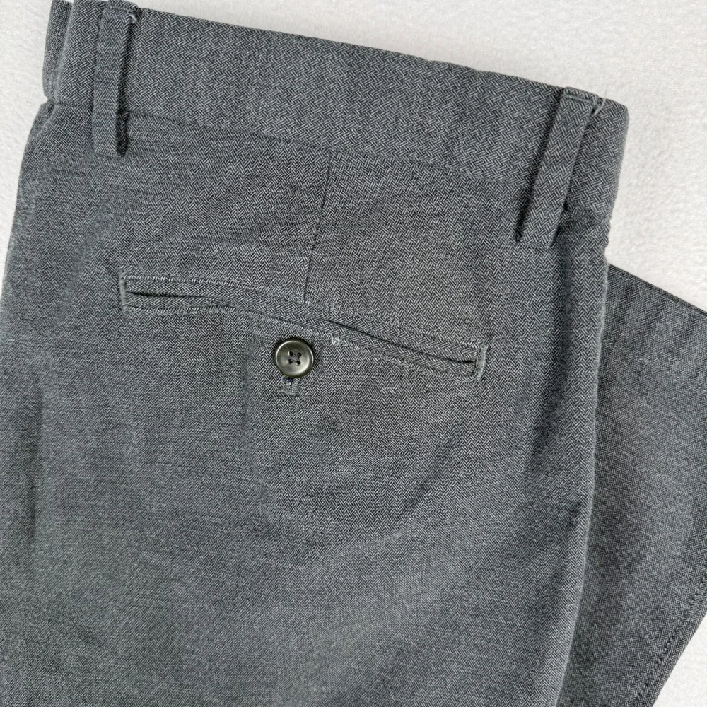 Banana Republic Kentfield Pant Mens 35x30 Gray Herringbone Cotton Trousers